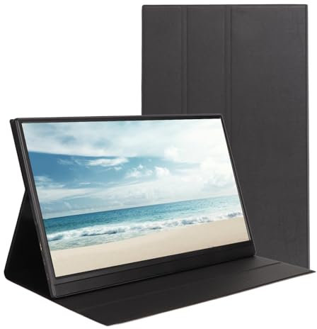 Monitor Portatile da 15,6 Pollici, LCD 1080P IPS 1000:1 Contrasto 60Hz 16:9 Doppio Altoparlante Secondo Monitor Esterno con Mini HDMI Tipo C 3,5 Mm per Laptop (Spina europea)
