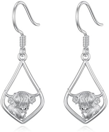 ONEFINITY Kuh Ohrringe 925 Sterling Silber Highland Cow Ohrringe Schottische Hochland Kuh Schmuck Geschenk Für Damen