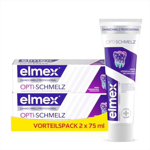 elmex Zahnpasta Professional Opti-schmelz Versiegelung & Stärkung 75ml – medizinische Zahnreinigung mit Aminfluorid versiegelt den Zahnschmelz – schützt vor Zahnschmelzabbau (Packung mit 2)