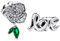 NUNUYAYA Perles Charms Argent Sterling 925 Breloque Pendentif Sparkling Rose Handwritten Love Bead Compatible pour Femmes Filles Européen Bracelets Colliers 2pcs / Set