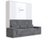 SMARTBett Schrankbett mit Anthrazit Sofa M1 160x200 Vertikal Weiss/Weiss Hochglanz