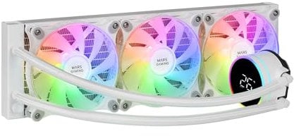 Mars Gaming ML-LCD360, Refrigeración Líquida AIO, TDP 600W, 3x Ventiladores FDB ARGB 120mm, Pantalla LCD con Monitoreo de Temperatura, Bomba Opti-Chamber 3rd Gen, Multisocket Universal, Blanco