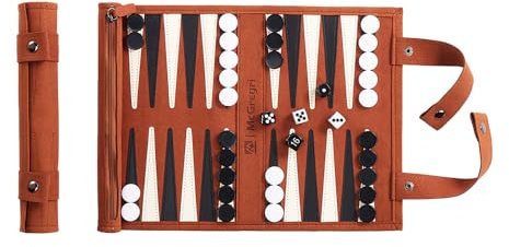 McGregri Juego de backgammon de viaje, juego de mesa de cuero enrollable