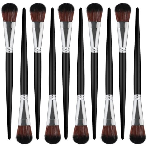 10 PCS Mop Brush for Acrylic Painting, 1 Inch Blending Brush for Acrylic Painting with Short Wooden Handle, Oval Blending Brushes Oil Paint Brushes for Gouache, Acrylic, Watercolor, Face Body, Black
