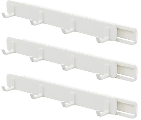 Garneck 3Er Set Ausziehbare Gleitschiene Haken Ohne Bohren Robuste Küchenhaken Für Schrankorganisation Und Raumsparender Kleiderständer Mit Sanftem Gleitmechanismus Ideal Für Küche Und Bad