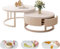 Generic Moderner weißer runder Couchtisch, 2er-Set, 50 + 70 cm, Nisttische, Wohnzimmertisch, Sofatisch