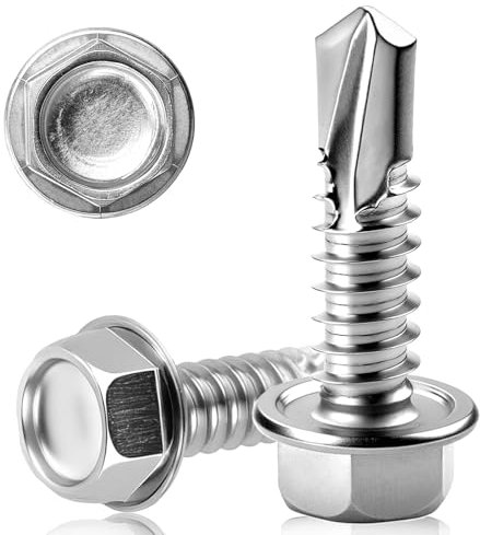 150 PCS Self Tapping Screws Metal M4.2x16MM Hex Head Self Drilling Screws 410 Stainless Steel Tech Screws for Metal Self Tapping Bolts for Metal Sheets Ventilation Pipes Corrugated Roofing Windows