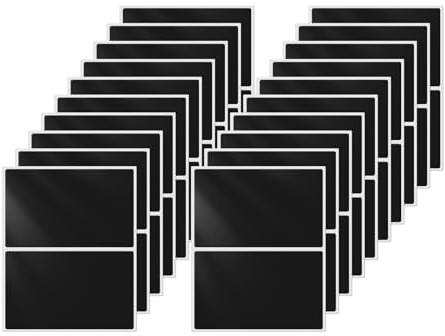 FINDAT Schwarz Rechteckig Etiketten 75 x 50 mm selbstklebend 40 Stück | Namensschilder Aufkleber, Klebeetiketten, wasserfestes Vinyl, Büro, Haus, Schule, DIY