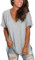 Voqeen Oversized T-Shirts for Women Tops Short Sleeve V Neck Basic Summer Tee Tops Ladies Solid Casual Loose Shirts Grey