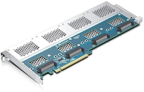 HiFiber Quad U.2 SSD to PCIe3.0 X16 Adapter ohne PCIe Bifurcation Funktion, unterstützt 4 x U.2 SSD oder Soft Raid (PCIe Bifurcation Motherboard ist erforderlich)