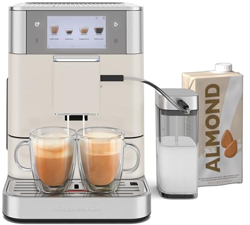 KitchenAid KES8558PL Vollautomatische Espressomaschine mit Milchaufsatz und pflanzlichen Milchoptionen, Porzellanweiß