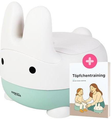 EDEN RAE® Töpfchen Kinder – Ergonomische Baby-Toilette mit Deckel & Hasen-Design – Kindertoilette ab 1 Jahr, rutschfest & BPA-frei – mit E-Book zur Töpfchentraining & Belohnungskarte