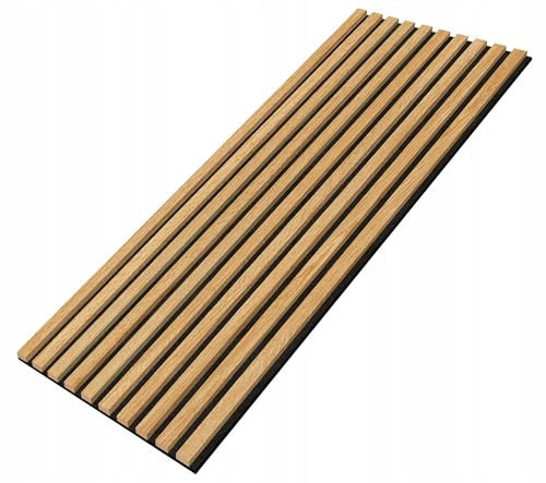 EmsCraft24 Akustikpaneele 1,228m² - 275cm x 46cm x 1.8cm - | Akustikpaneel | Lamellenverkleidung | Wandverkleidung | Akustikfilz | Wandpaneele auf filz (034 - Eiche Windsor)