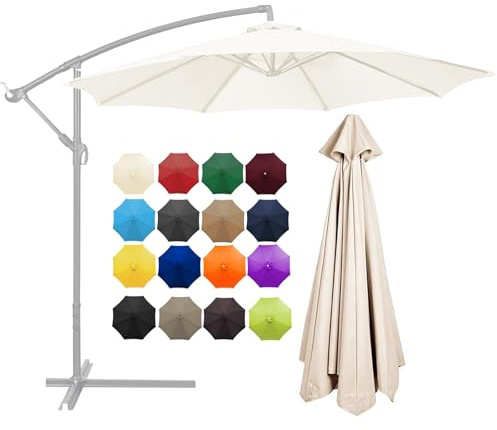 Gartenschirm Stoff Ersetzen 2/2.7/3/3.50m 8 Streben, UV-Schutz Ampelschirm Ersatz-Bezug, Wasserdicht Sonnenschirmbezug Ersatzbezug Für Balkon, Pool Und Strand(Beige,350CM(11.5FT))