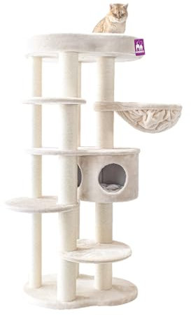 Petrebels Design Kratzbaum, Isabella 170 cm, XXL Kratzbaum für große Katzen, Maine Coon, Farbe Beige/Creme