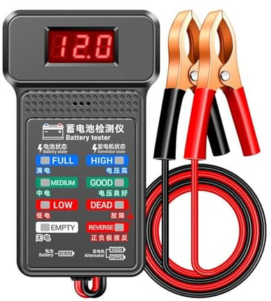 HCZKIUJY Tester per batterie multifunzionali da 12 V, rilevamento del Settore delle riparazioni Auto con Schermo di visualizzazione inversa a LED, Strumento per elettricisti