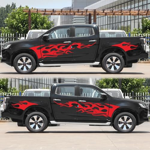 Auto Karosserie Aufkleber Flamme Totem Auto Aufkleber,Universal Große Vinyl Grafik Wasserdichte Aufkleber für Autos/LKW/SUVs(Rot)