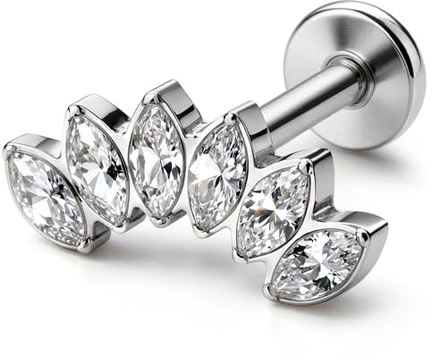 BodyBonita G23 Titan Helix Piercings Tragus Ohrringe Innengewinde - Hypoallergen 16G Conch Piercing Medusa Monroe Labret Lippen Muschel Ohrring 8mm 6 Klar CZ