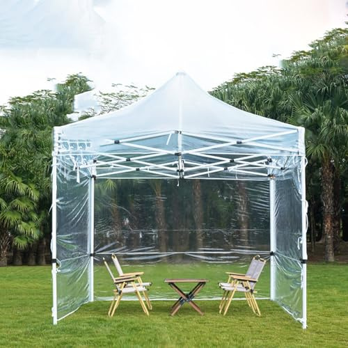 FORRTY Pop Up Pavillon Mit Transparenten PVC Seitenwänden 4cm Stahlrahmen Faltpavillon Wasserdichtes Partyzelt Gartenpavillon for Camping Markt Terrasse Grillen Outdoor Event(Three-Sided,2X2m)