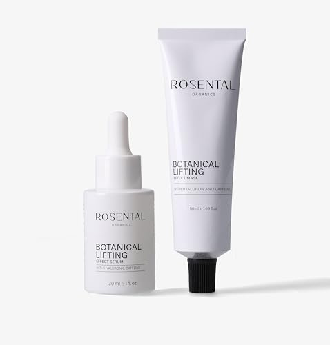 ROSENTAL ORGANICS Botanical Lifting Effect Duo Set - Anti-Aging Serum und Maske für Faltenglättung mit Hyaluron und Koffein - Made in Germany