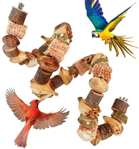 Wellensittich Spielzeug, NatüRliches Maiskolben Vogelspielzeug Holz Papagei Kauspielzeug Wellensittich Zubehör für Alle Papageien & Vogel (80cm)