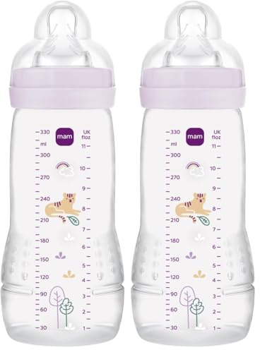 MAM Easy Active Biberon 2ème Age 6 Mois + Débit Très Rapide 330ml (Lot de 2)