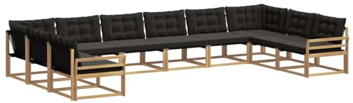 vidaXL Outdoor-Sofagarnitur mit Kissen 10 pcs Weiß und Schwarz, Gartenmöbel-Set, modernes modulares Sofa, langlebige Couch, ergonomisches Design, schicke Terrassen-Sitzmöbel
