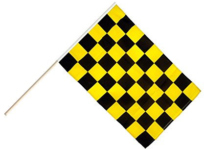 STOCK Bandiera/Stock Fahne Karo NERO GIALLO + GRATIS Sticker, bandiera fritze®, Große Stockflagge 60 x 90 cm