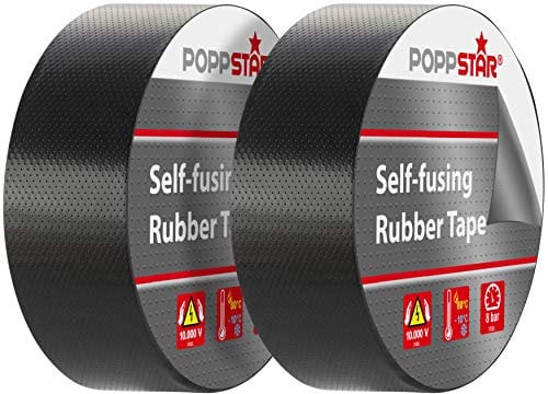 POPPSTAR 2x Cinta aislante y selladora universal autosoldable, LxAxH 10 m x 38 mm x 0,76 mm, negro