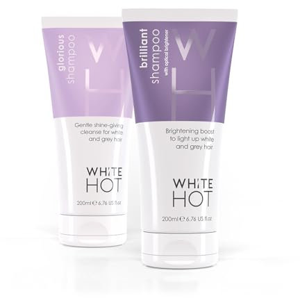 White Hot Cleanse Duo: Brilliant Shampoo & Glorious Shampoo 200ml, potenziamento illuminante e brillantezza per capelli bianchi e grigi, shampoo viola