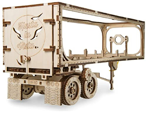 UGEARS Truck Trailer LKW Anhänger DIY Modellbausatz aus Holz – Anhänger für Schweren LKW - Sperrholz DIY Modell Zubehör – Funktionaler Mechanismus –Selbstmontage ohne Kleber