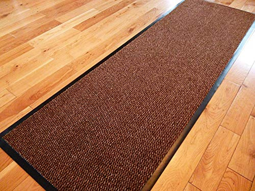 TrendMakers Dirt Stopper Carpet Runner Door Mats | 90cm x 200cm Brown/Black | With PVC Rubber Back For Home Office Kitchen Mats | POLYPROPYLENE PILE