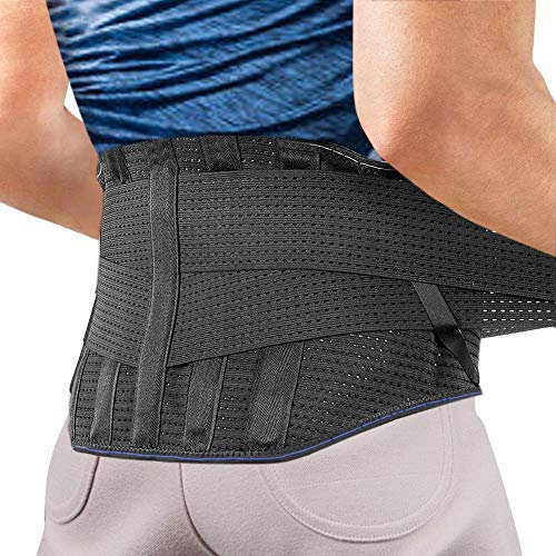 Rückenstütze, Rückengurt für den Lendenbereich, Bandage für Schmerzlinderung, Verletzungsprävention, Rückenstabilisation, perfekte Anpassung, Schwarz
