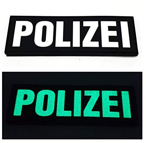 Polizei Fluor PVC Patch - Glow in the Dark - Nachtleuchtend - Police - Klettpatch - Rubber Patch