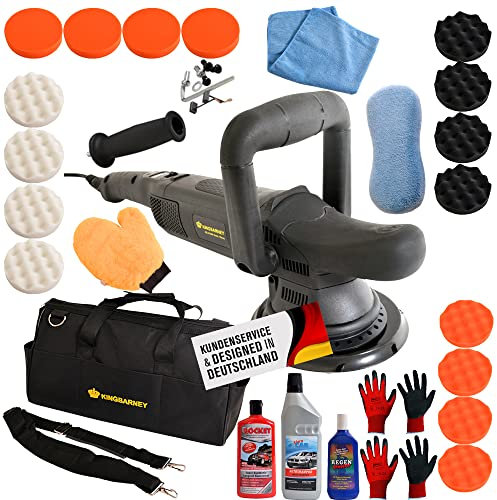 Duke-Handel Poliermaschine für Auto - Exzenter 810 Watt mit 15mm Hub und 6m Kabel inkl. Tasche mit digitalem Display (Set XL)