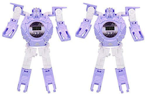 Zerodis Roboter verformte elektronische Kinderarmbanduhr Transformations Digital Armbanduhr Spielzeug für Kinder Mädchen(Lila)