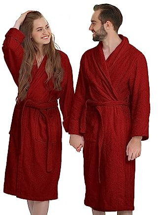 Banzaii Accappatoio Adulto in Spugna Super Assorbente, 100% Cotone di Alta Qualità Ultra Morbido, Accappatoio con Cappuccio Unisex Uomo e Donna | Taglia XL Bordeaux