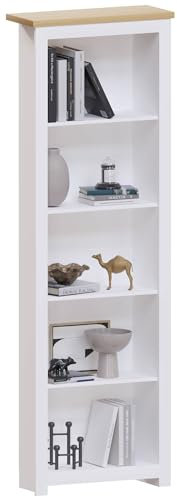 Vida Designs Arlington Bücherregal 5-stufige Moderne Regale zur Aufbewahrung MDF Möbel Weiß