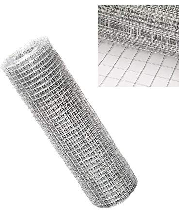 EFAN 15 Metre Roll Chicken Wire Mesh, 1x1 (25mm) Hole Square Hot-dipped Galvanised Welded Wire Mesh Netting for Vegetables Garden Fruits Rabbit Snake Animal Fences