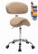 1stuff® Sattelhocker MULY BIGBACK Sattelstuhl mit Lehne - Sitzhöhe bis ca. 74cm - ergonomischer Rollhocker Arzthocker Arbeitshocker Praxishocker Drehhocker (Lederimitat braun)
