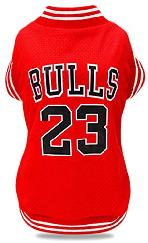 Hundebekleidung, Hundeanzug, Basketball-Netzgewebe, atmungsaktiv, für Frühjahr/Sommer, Rot, Größe M (US)