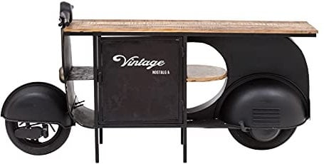 Woodkings Motorbike Waschtisch Scooter I schwarz Vintage I Retro I Waschtischunterschrank für Aufsatzwaschbecken I Badmöbel I Motorrad Konsolentisch I Badkonsole I Badezimmer Möbel