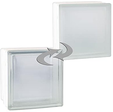 Fuchs Design THERMO BLOCK, Glasbaustein Riva weiß, 19 x 19 x 12 cm, einseitig satiniert, Wärmedämmung: Ug 1,2