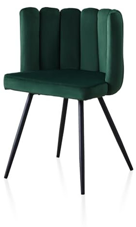 TUKAILAi Chaise Salle à Manger en Velours, Fauteuil de Salon sans accoudoir Moderne, Chaise Salle à Manger Coquillage avec Dossier Pieds en Métal Confortable Restaurant Cadeau (Vert)