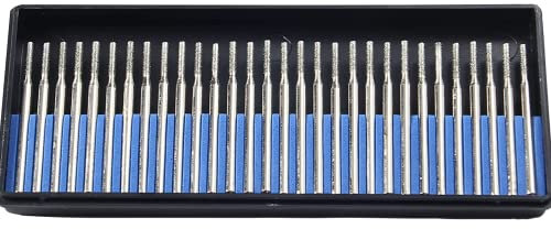 Drilax 2mm Diamond Drill Bit 30 Pcs Case Set Jewelry Beach Sea Glass Shells Gemstones Bur Standard Shank Compatible with Dremel Burr Lapidary