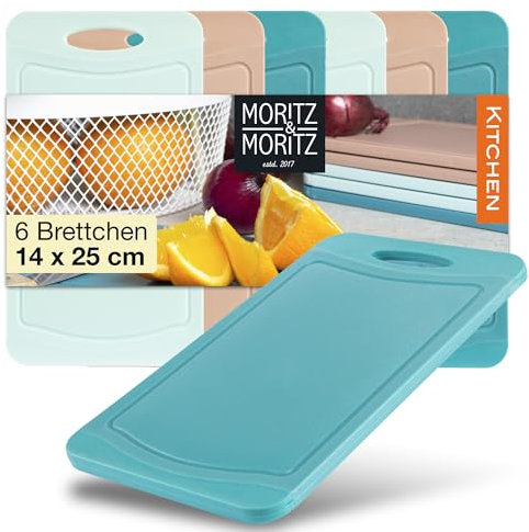Moritz & Moritz Plastic Breakfast Board Set of 6-14 x 25 cm – BPA Free – Chopping Board Set Plastic Small – Multicoloured