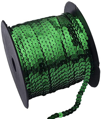Anawakia Paillettenband 90 m Farbiges Pailletten Band 6 mm Breites Bortenband Glänzende Paillettenbänder für DIY Handwerk Bastelprojekte Tanzbekleidungen Armband Dekorationen (Grün)