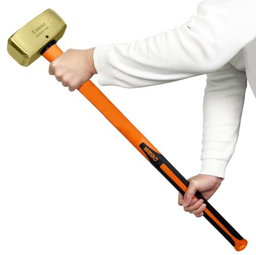WEDO Fäustel mit Fiberglasgriff, Kopfgewicht 3600g, Messing Vorschlaghämmer, Abbruchhammer, Vorschlaghammer, Feustel Hammer, Messinghämmer, Länge 700mm