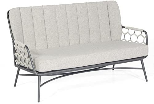 Müsing Lounge-Sofa Yale Aluminium und Polyrope Silbergrau mit Kissen Gartenmöbel Neu