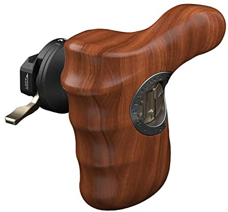 Tilta Advanced Left Side Wooden Handle Type IX with DJI Ronin 4D NATO Rail Attachment, Adjustable Camera Cage Side Grip Compatible with DSLR, Camcorder, Video Camera TA-AWH9-L-B